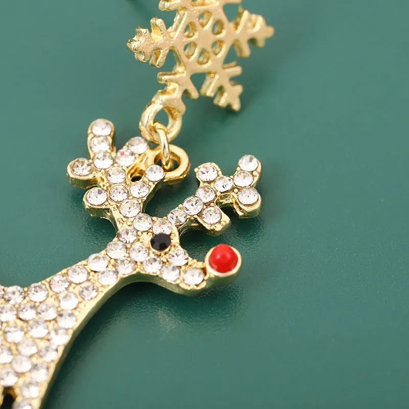 Wholesale Christmas Light Luxury Snowflake Elk Earrings