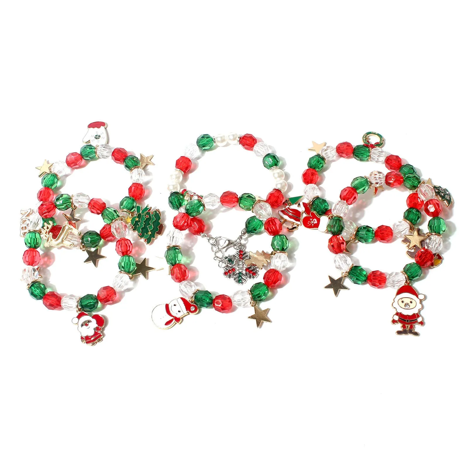 Wholesale Christmas Ornament Colorful Beads Beaded Bracelet