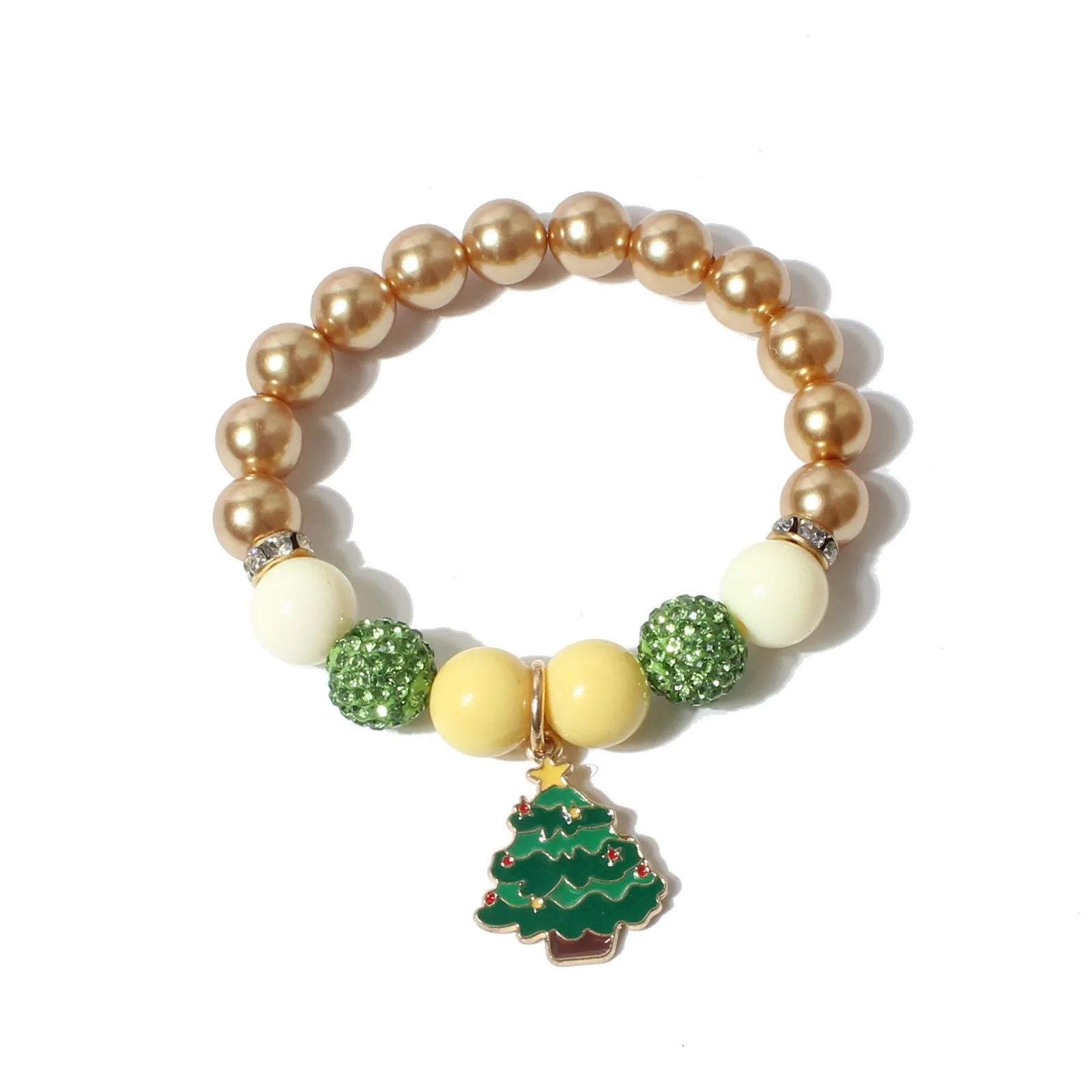 Wholesale Christmas polymer clay diamond ball colorful beads beaded bracelet
