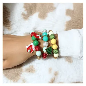 Wholesale Christmas polymer clay diamond ball colorful beads beaded bracelet
