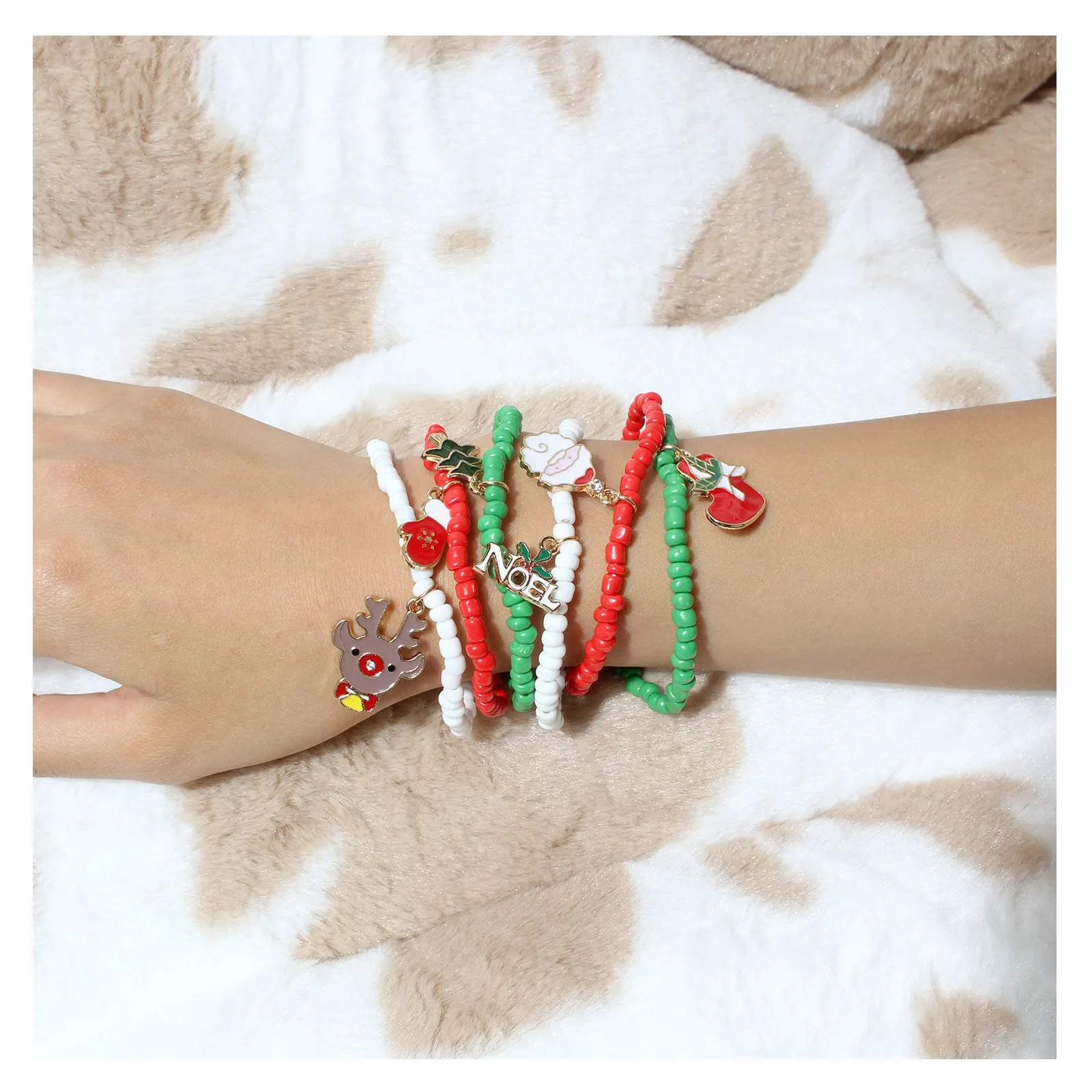 Wholesale Christmas Rice Beads Beaded Ornament Bracelet