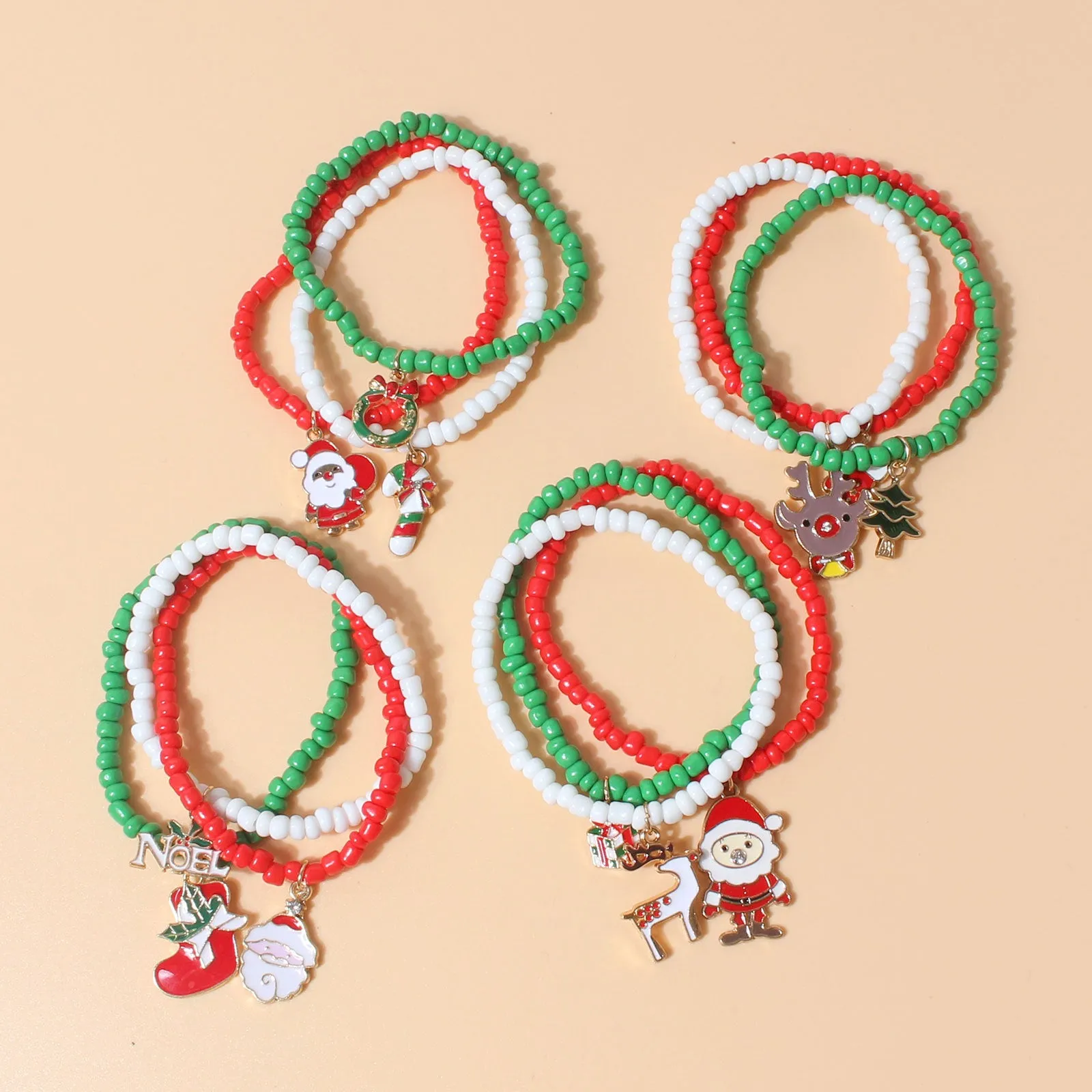 Wholesale Christmas Rice Beads Beaded Ornament Bracelet