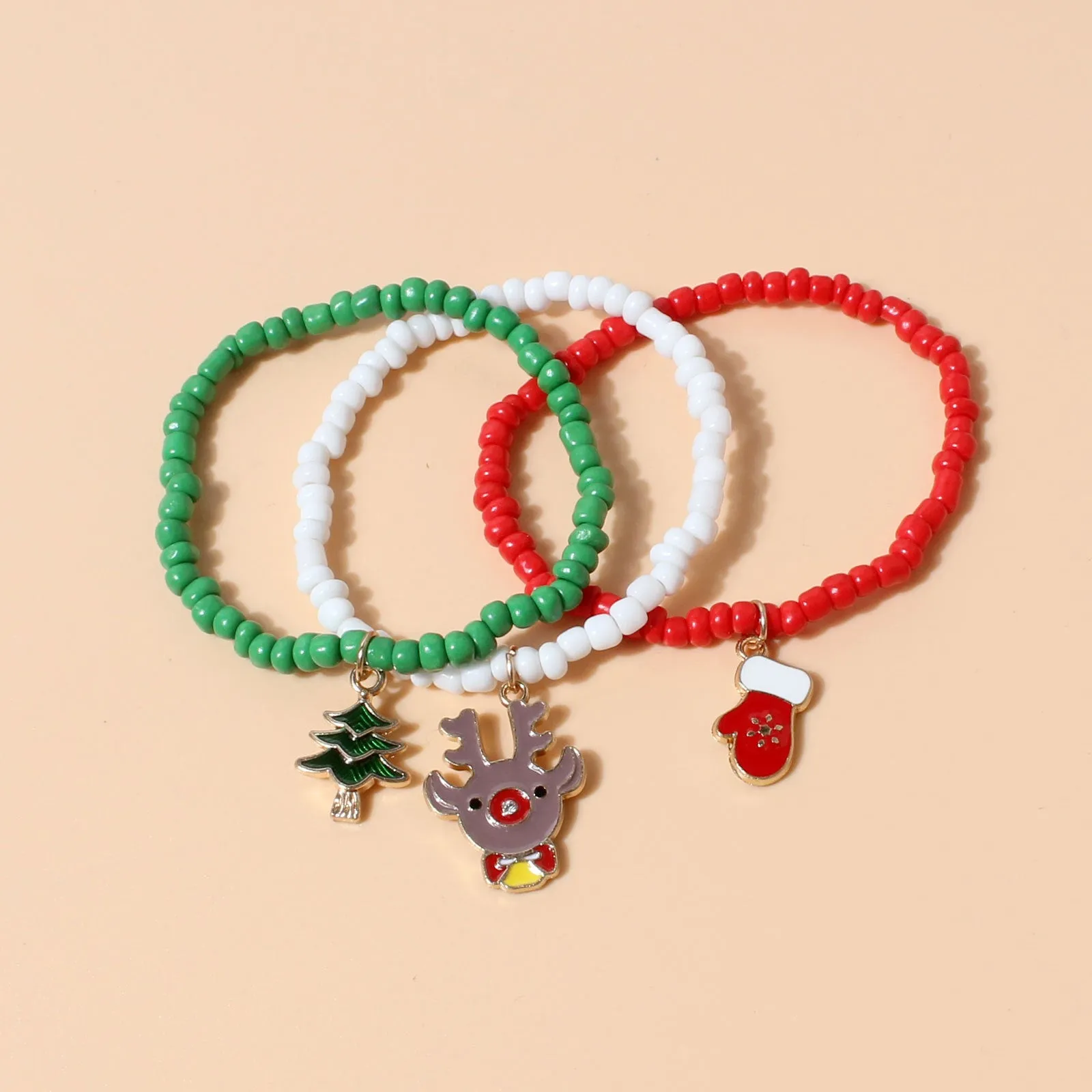 Wholesale Christmas Rice Beads Beaded Ornament Bracelet