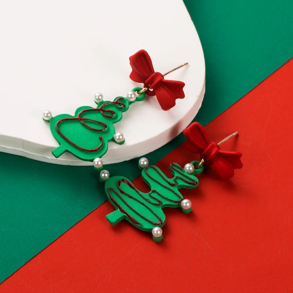 Wholesale Christmas Series Fashion Oil Dripping Elk Snowflake Candy Earrings