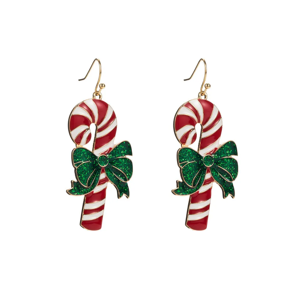 Wholesale Christmas Series Fashion Oil Dripping Elk Snowflake Candy Earrings