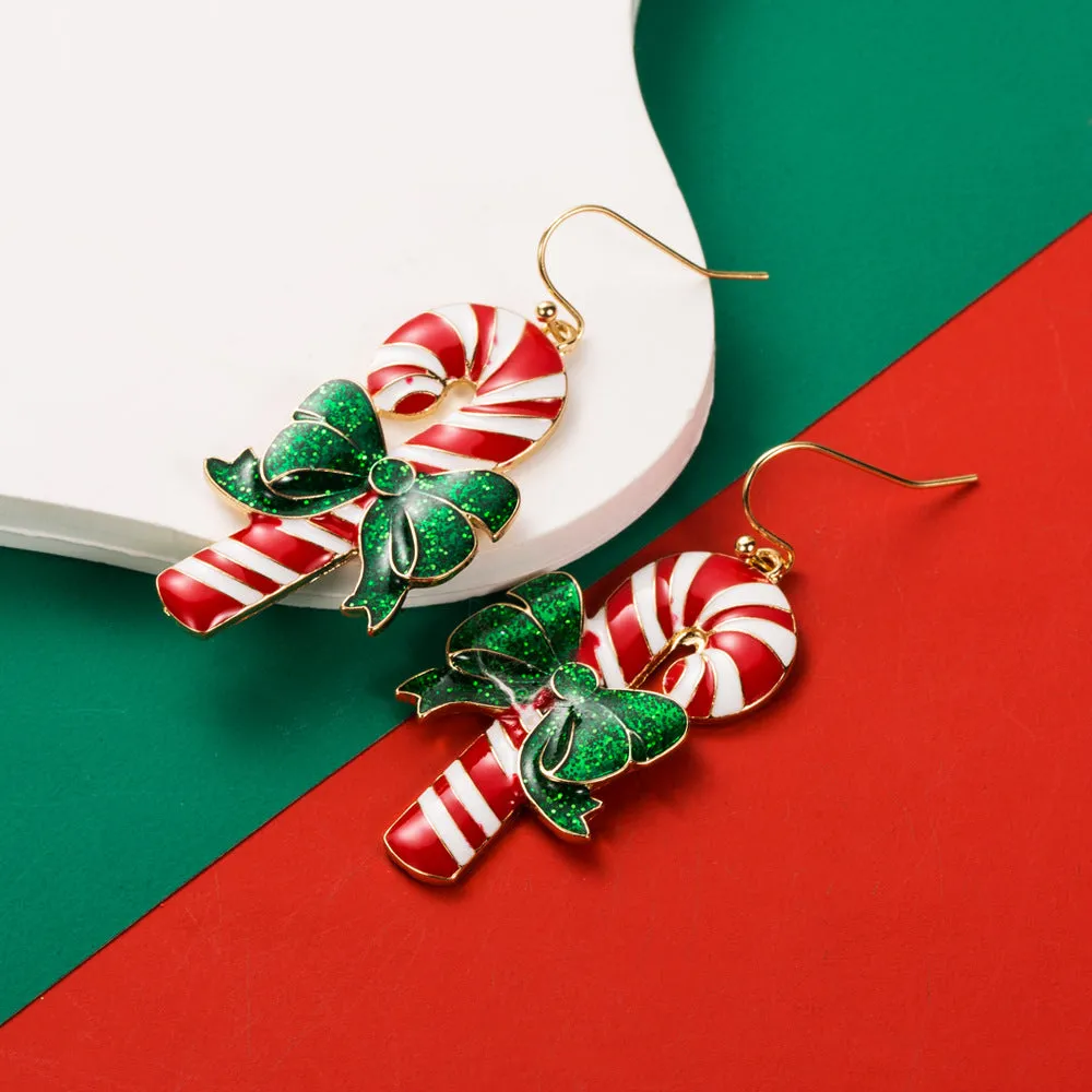 Wholesale Christmas Series Fashion Oil Dripping Elk Snowflake Candy Earrings
