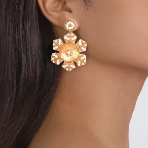 Wholesale Christmas Snowflake Beaded Sequin Handmade Earrings