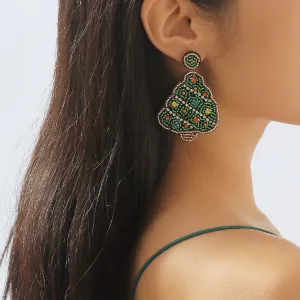 Wholesale Christmas Tree Beads Diamond Crystal Earrings