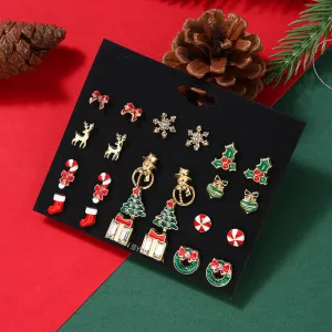 Wholesale Christmas Tree Bow Tie Snowman Gift Socks Snowflake Elk Earrings Set
