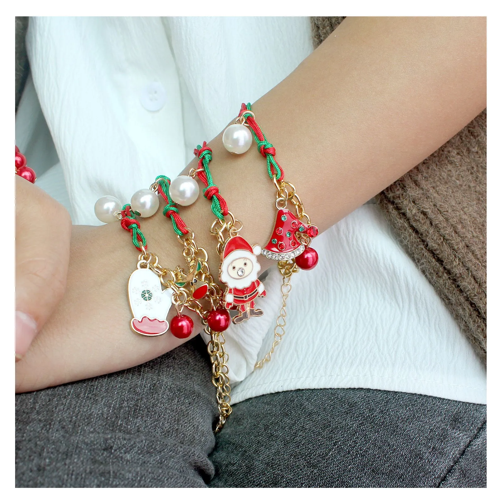 Wholesale Christmas Woven Ornament Bracelets