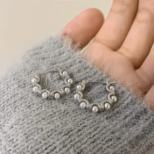Wholesale Circle Pearl Vintage Earrings