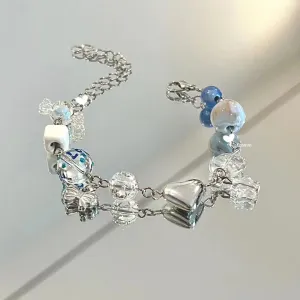 Wholesale Clear Crystal Beads Heart Beaded Stitching Bracelet
