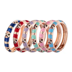 Wholesale Cloisonne Drip Oil Peking Opera Mask Enamel Opening Alloy Bracelet