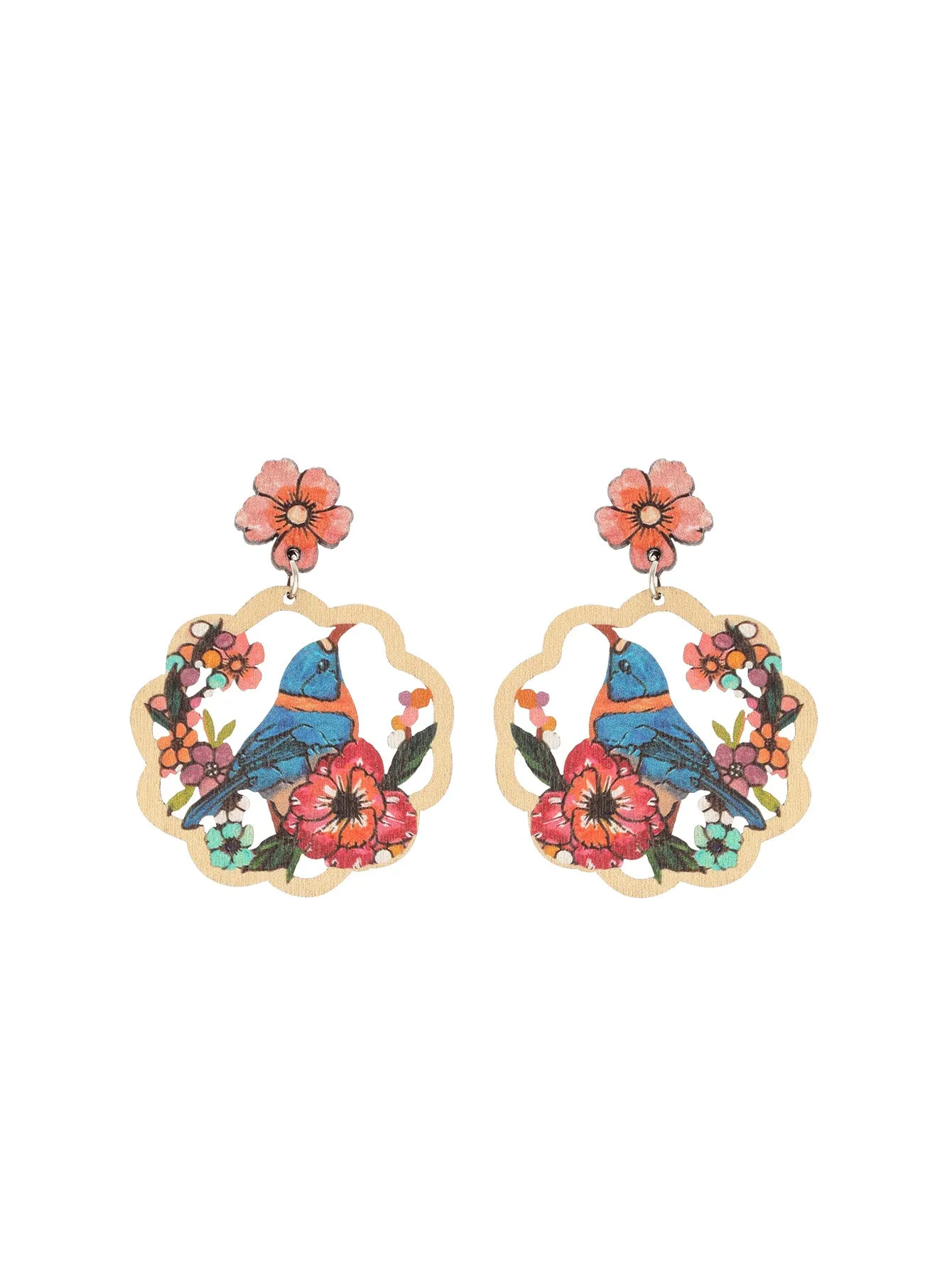 Wholesale Coconut Tree Flower Bird Hollow Round Personalized Fashion Earrings
