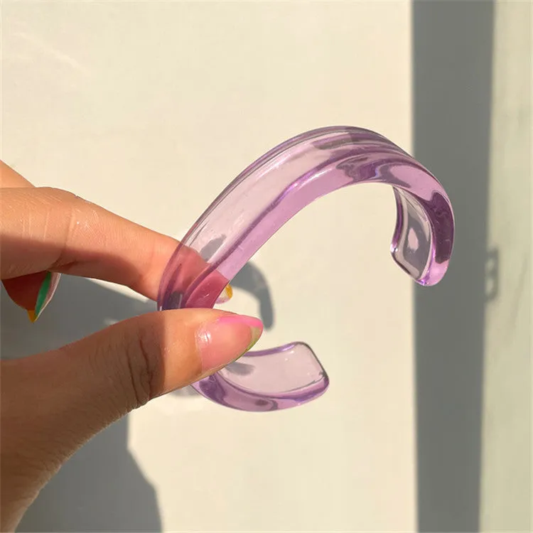 Wholesale Color Acrylic Bracelet Simple Geometric Transparent Resin Bracelet