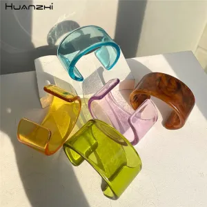 Wholesale Color Acrylic Bracelet Simple Geometric Transparent Resin Bracelet
