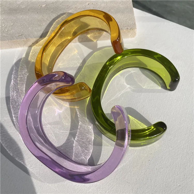 Wholesale Color Acrylic Bracelet Simple Geometric Transparent Resin Bracelet