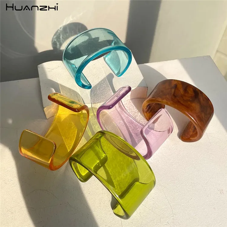 Wholesale Color Acrylic Bracelet Simple Geometric Transparent Resin Bracelet