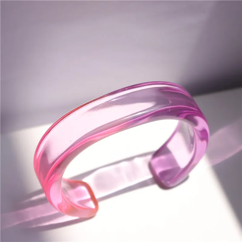 Wholesale Color Acrylic Bracelet Simple Geometric Transparent Resin Bracelet