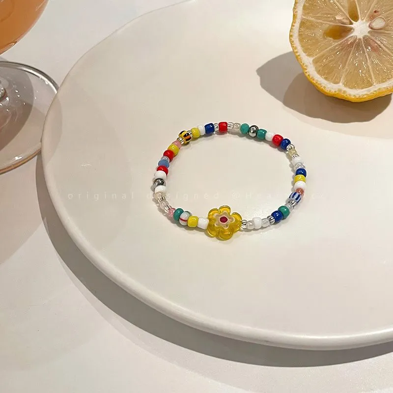 Wholesale Color Crystal Flower Pearl Bracelet