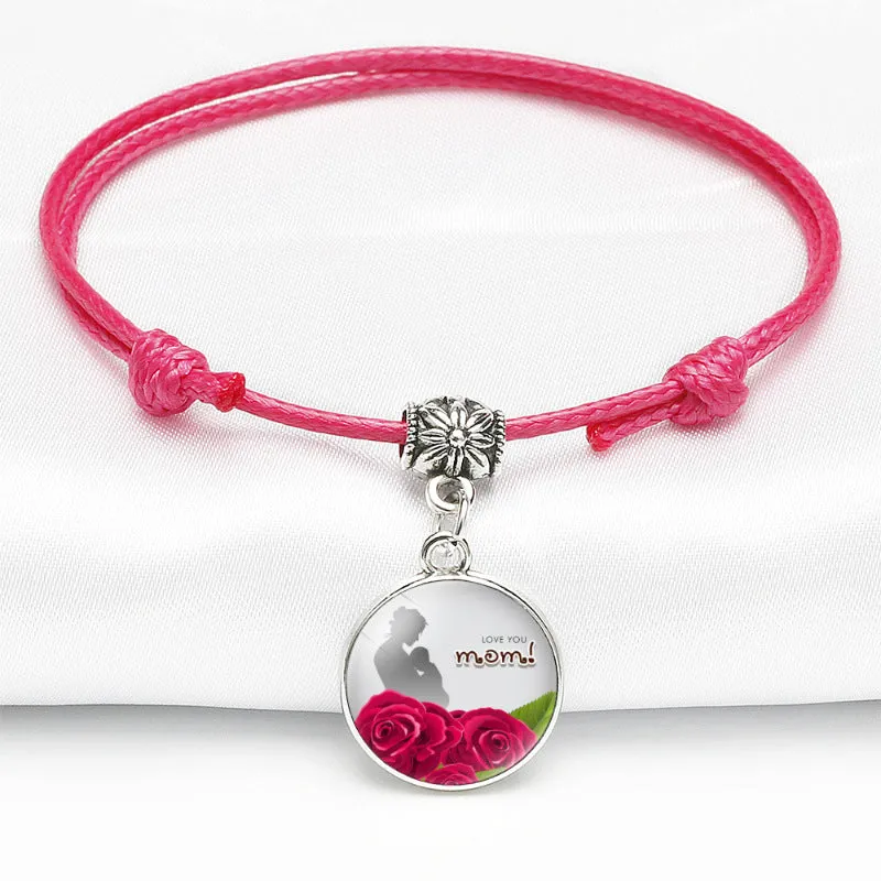 Wholesale Color MOM Series Time Gemstone Leather Bracelet