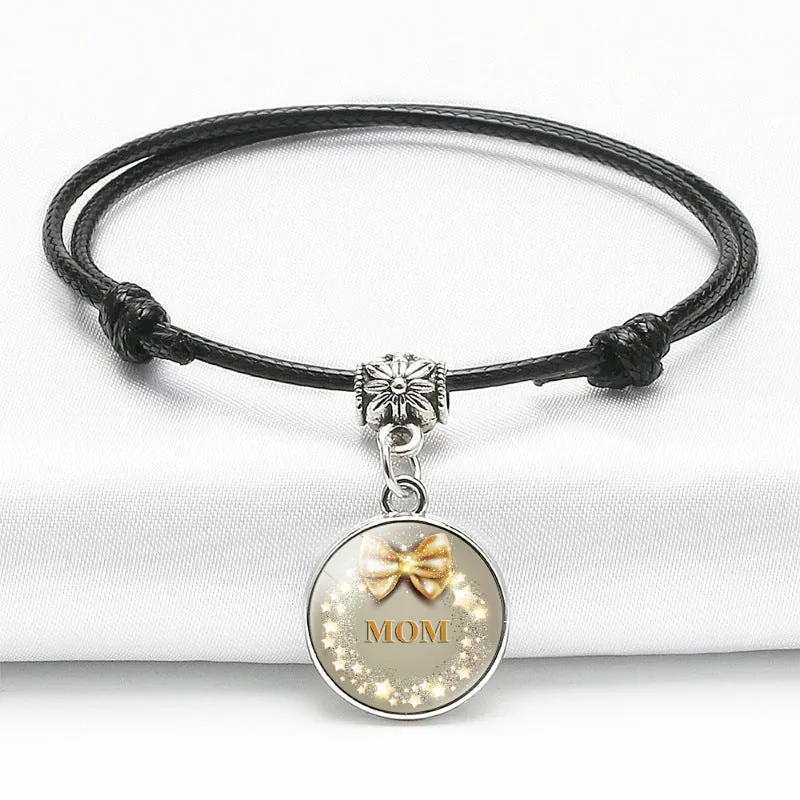 Wholesale Color MOM Series Time Gemstone Leather Bracelet