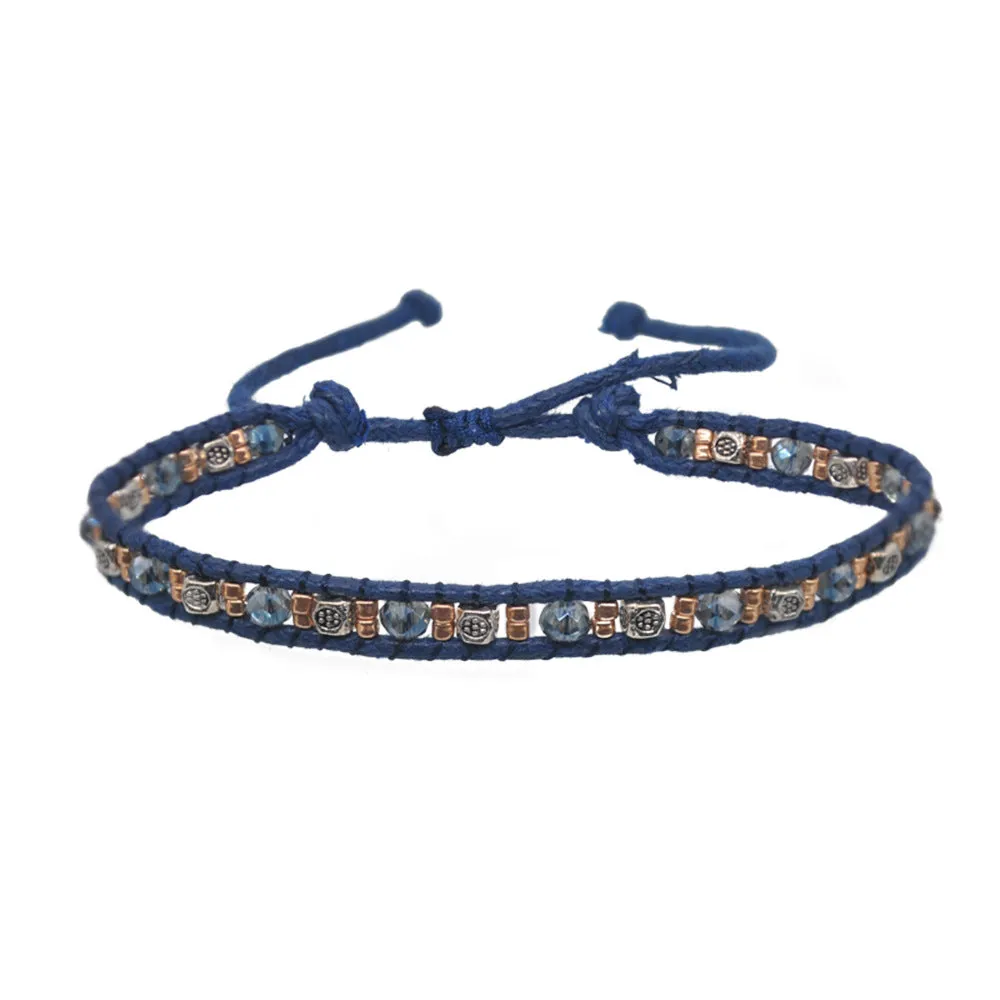 Wholesale  color narrow round double braided rope bracelet