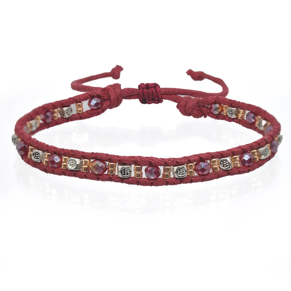 Wholesale  color narrow round double braided rope bracelet