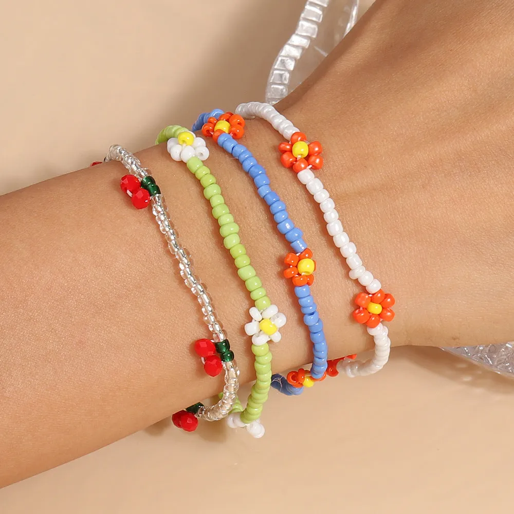Wholesale Color Rice Beads Flower Resin Bracelet