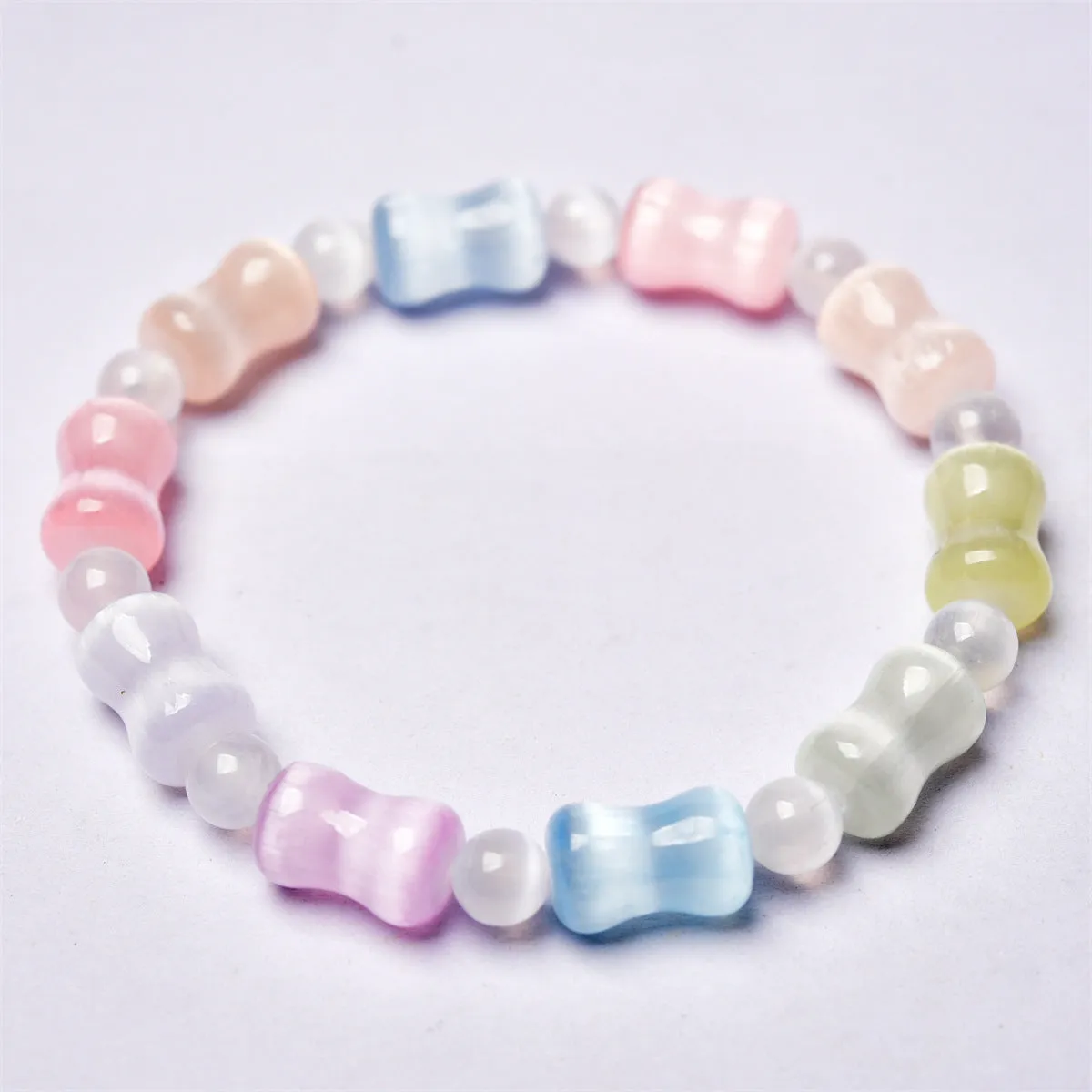 Wholesale Color Transmitte Gypsum Rainbow Bamboo Bracelet