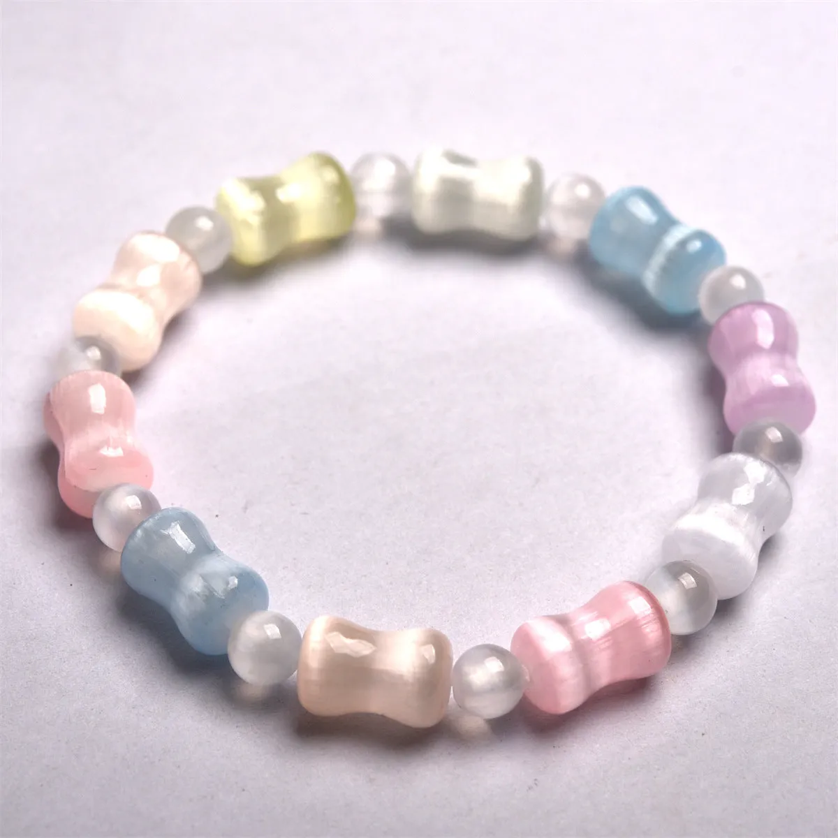 Wholesale Color Transmitte Gypsum Rainbow Bamboo Bracelet