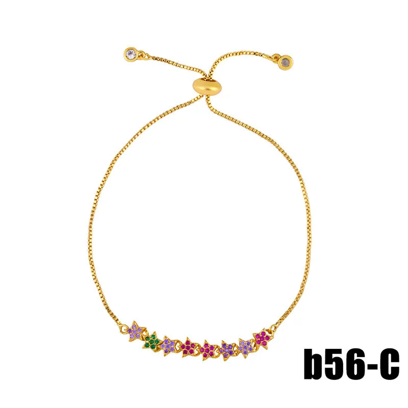 Wholesale Color Zircon Peach Heart Cross Pearl Bracelet