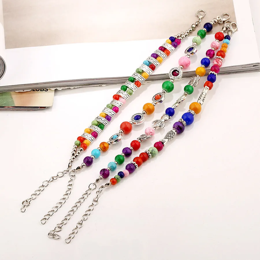Wholesale Colored Beads Alloy Bracelets