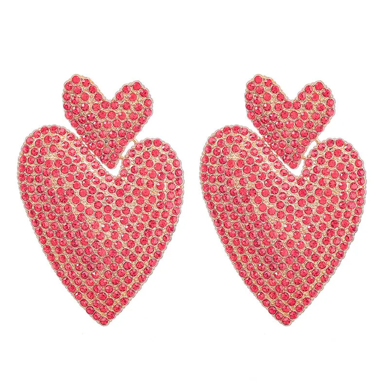 Wholesale Colored Diamond Love Multi-layer Alloy Diamond Boho Style Earrings
