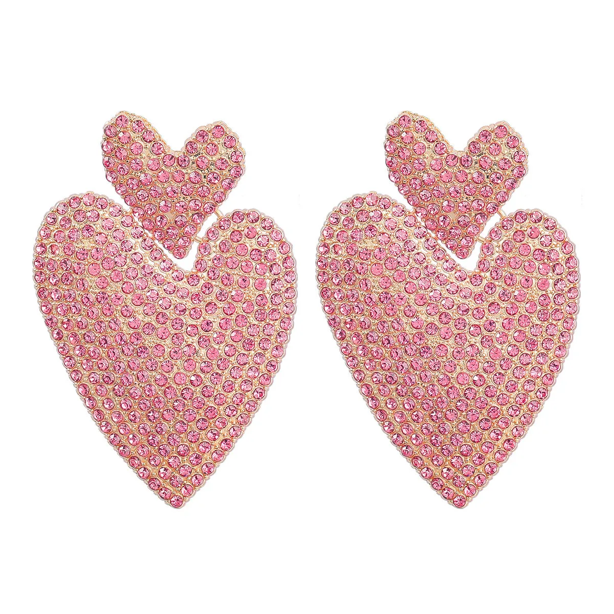 Wholesale Colored Diamond Love Multi-layer Alloy Diamond Boho Style Earrings