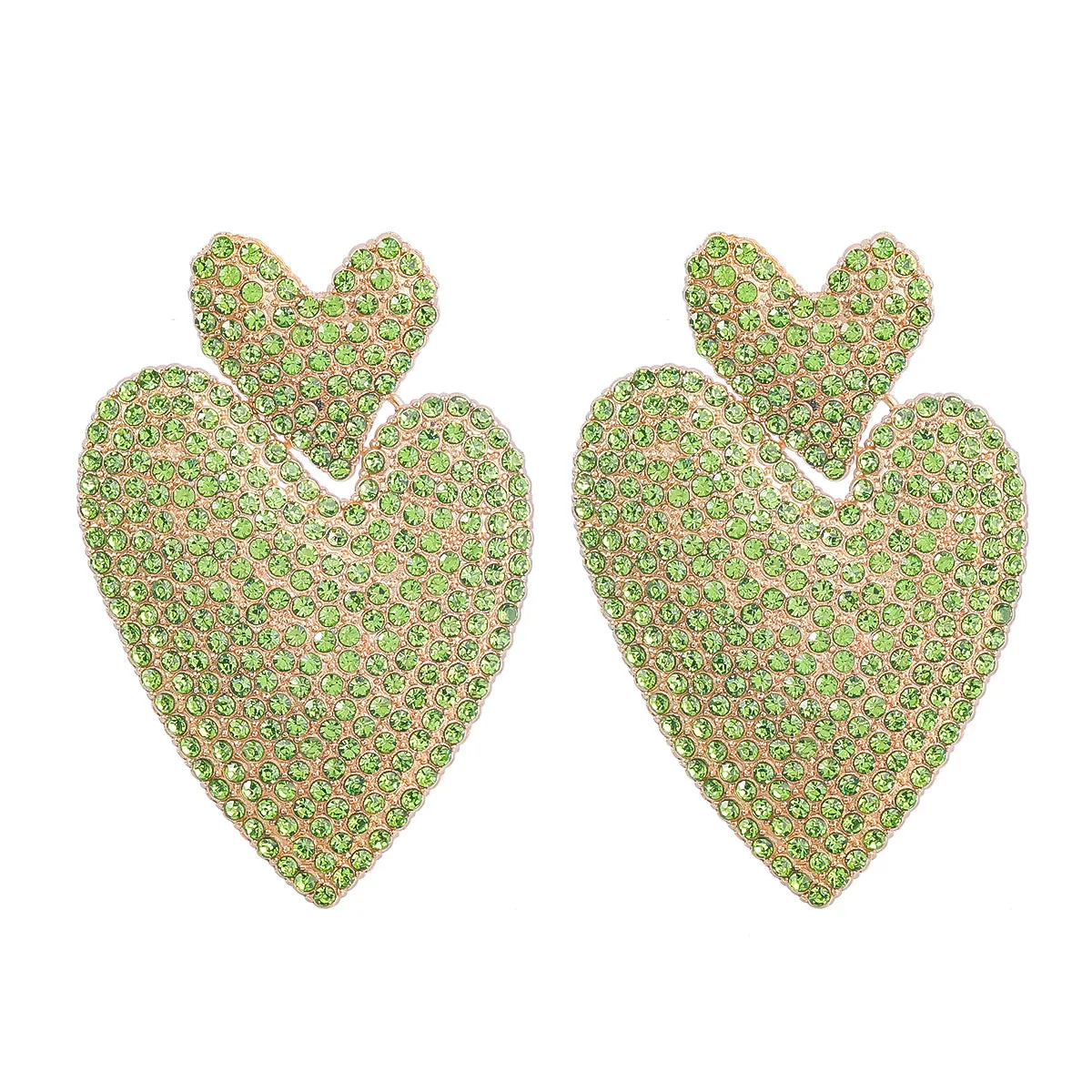 Wholesale Colored Diamond Love Multi-layer Alloy Diamond Boho Style Earrings