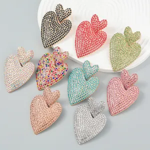 Wholesale Colored Diamond Love Multi-layer Alloy Diamond Boho Style Earrings