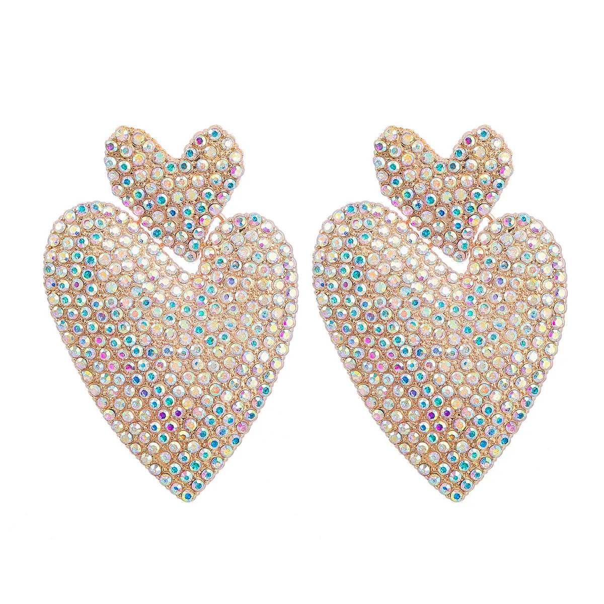 Wholesale Colored Diamond Love Multi-layer Alloy Diamond Boho Style Earrings