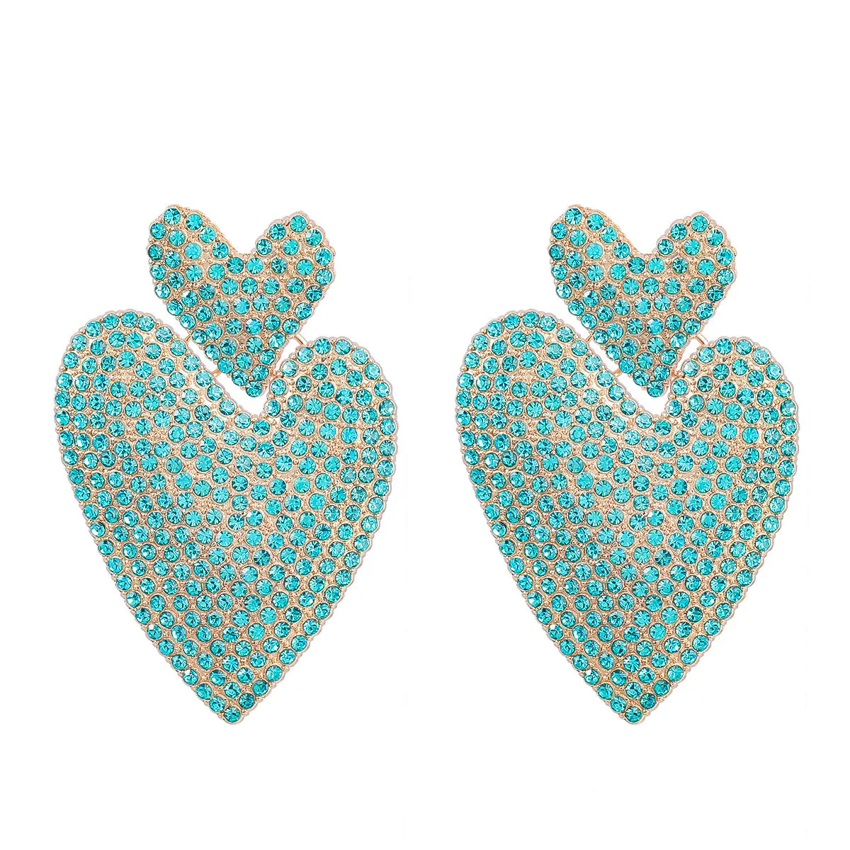 Wholesale Colored Diamond Love Multi-layer Alloy Diamond Boho Style Earrings
