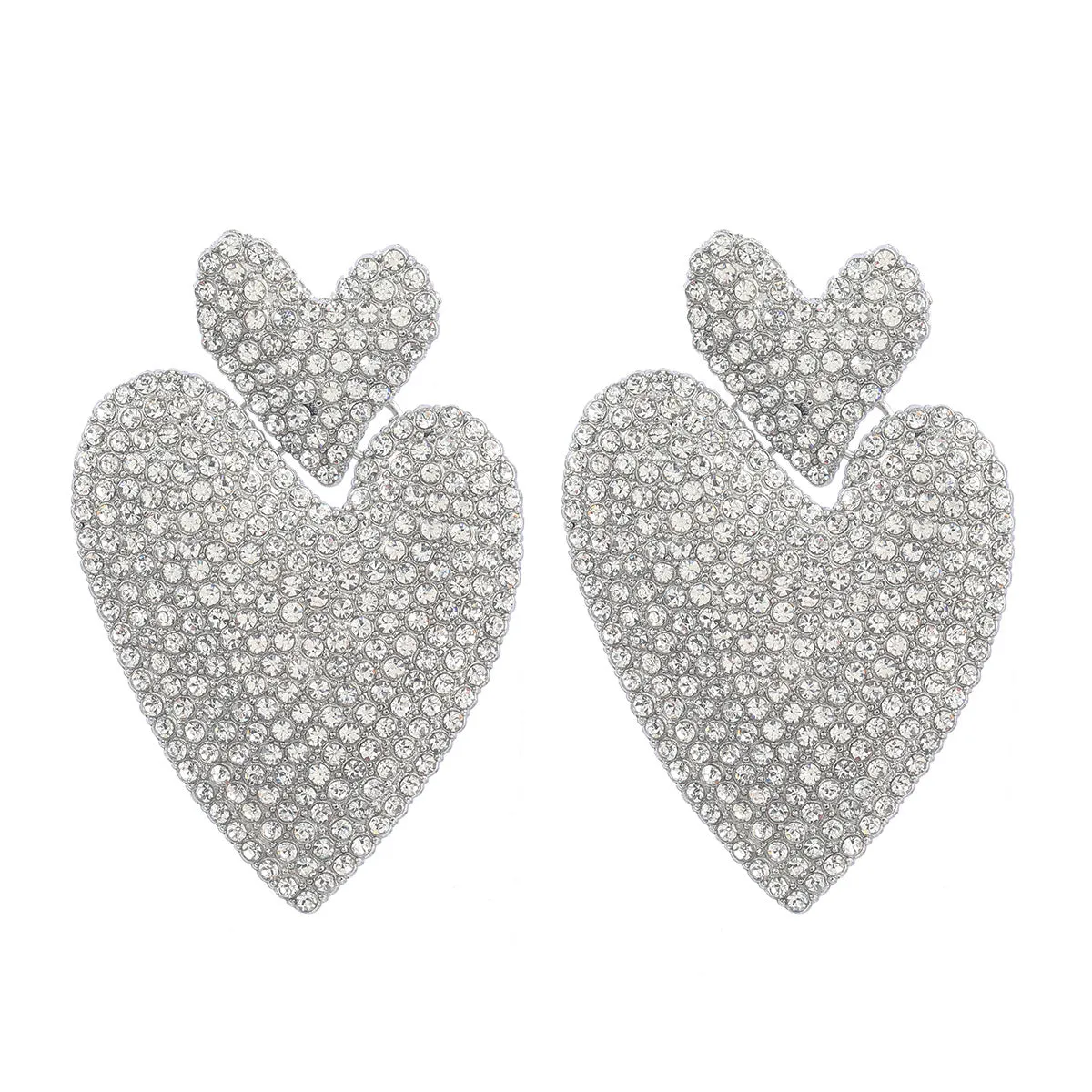 Wholesale Colored Diamond Love Multi-layer Alloy Diamond Boho Style Earrings