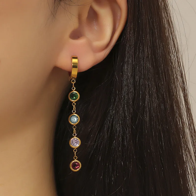 Wholesale Colored Diamond Titanium Steel Earrings