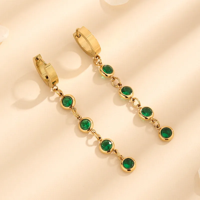 Wholesale Colored Diamond Titanium Steel Earrings