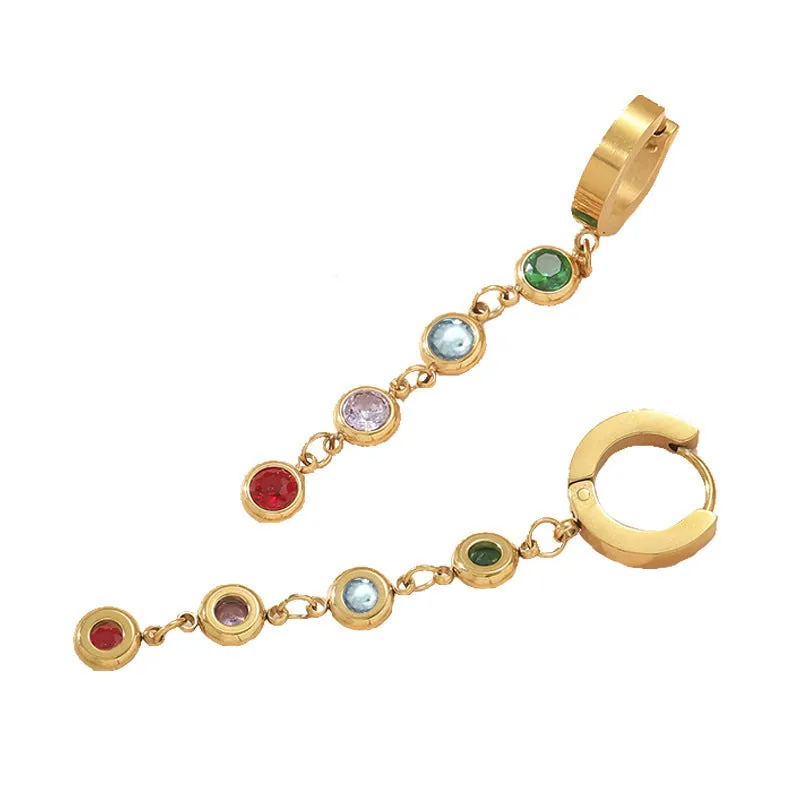 Wholesale Colored Diamond Titanium Steel Earrings