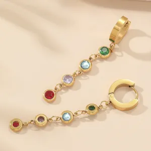Wholesale Colored Diamond Titanium Steel Earrings