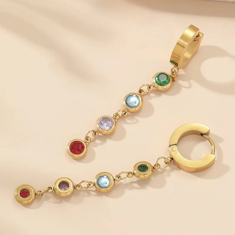Wholesale Colored Diamond Titanium Steel Earrings