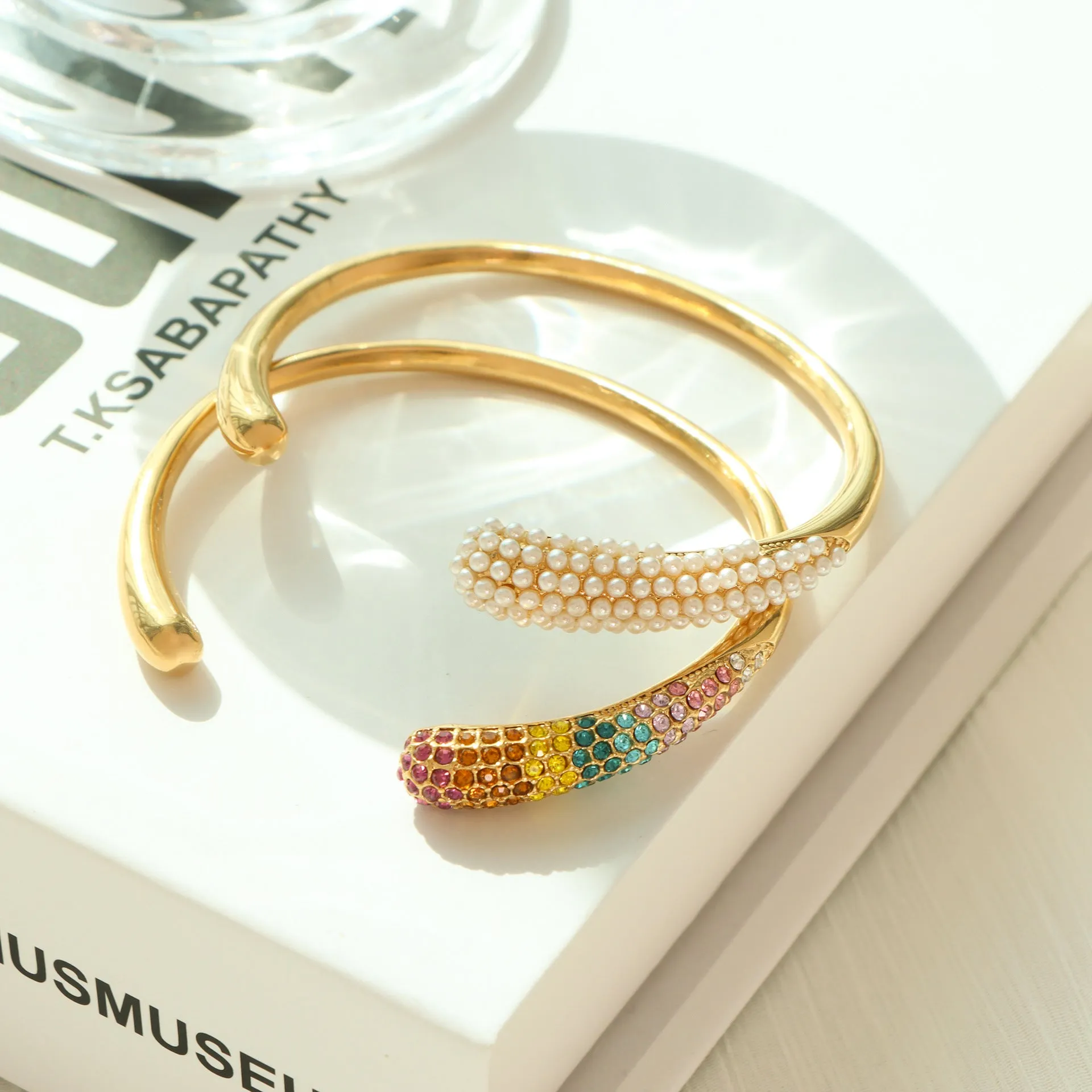 Wholesale Colored Diamond Titanium Steel Gold-plated Bracelets