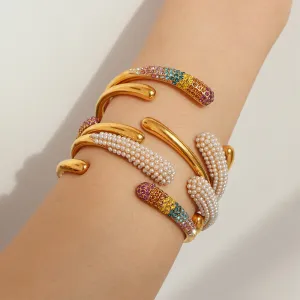 Wholesale Colored Diamond Titanium Steel Gold-plated Bracelets