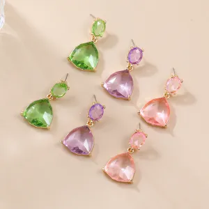 Wholesale Colored Diamond Triangle Fashion Earrings