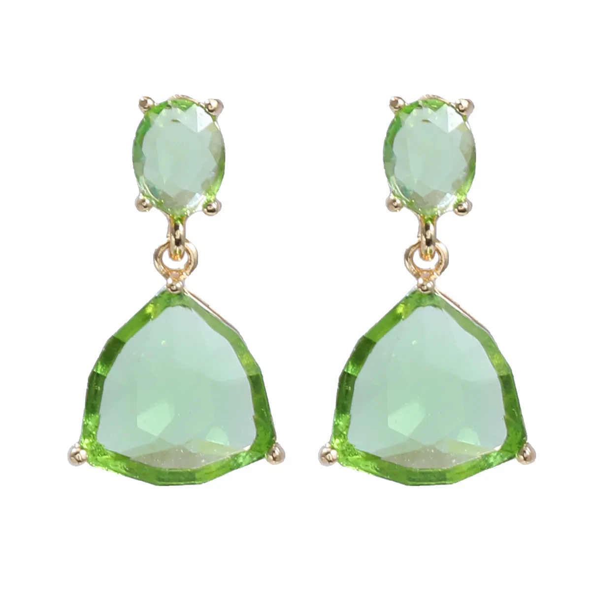 Wholesale Colored Diamond Triangle Fashion Earrings
