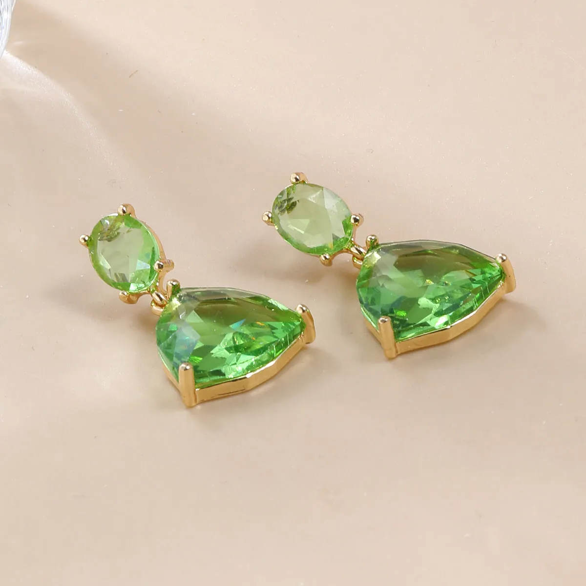 Wholesale Colored Diamond Triangle Fashion Earrings